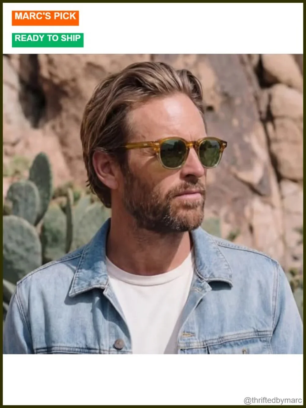 Men's Polarized Acetate Square Retro Sunglasses UV Protection